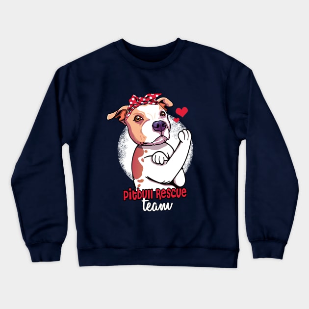 Retro Pitbull Rescue Dog Adopt Cartoon Crewneck Sweatshirt by USProudness